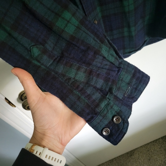 LL Bean Men's Scotch Plaid Flannel Shirt Traditional Fit Tartan Green Med 228061 - Picture 2 of 11